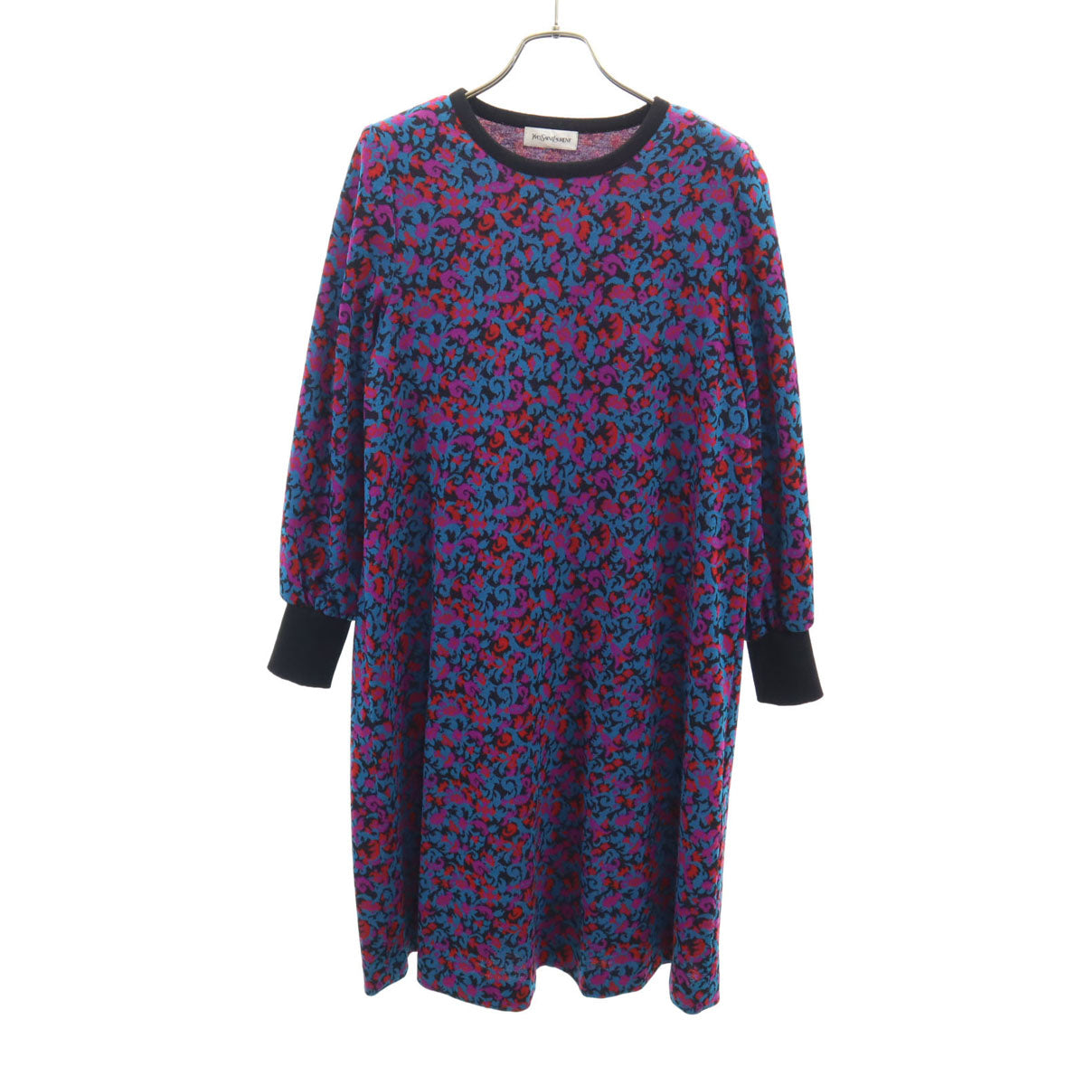 YVES SAINT LAURENT イヴサンローラン 90s オールド 花柄 長袖 ワンピース M マルチ レディース