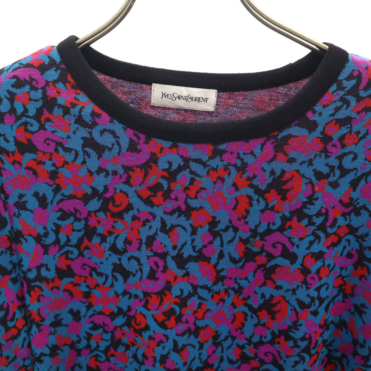 YVES SAINT LAURENT イヴサンローラン 90s オールド 花柄 長袖 ワンピース M マルチ レディース