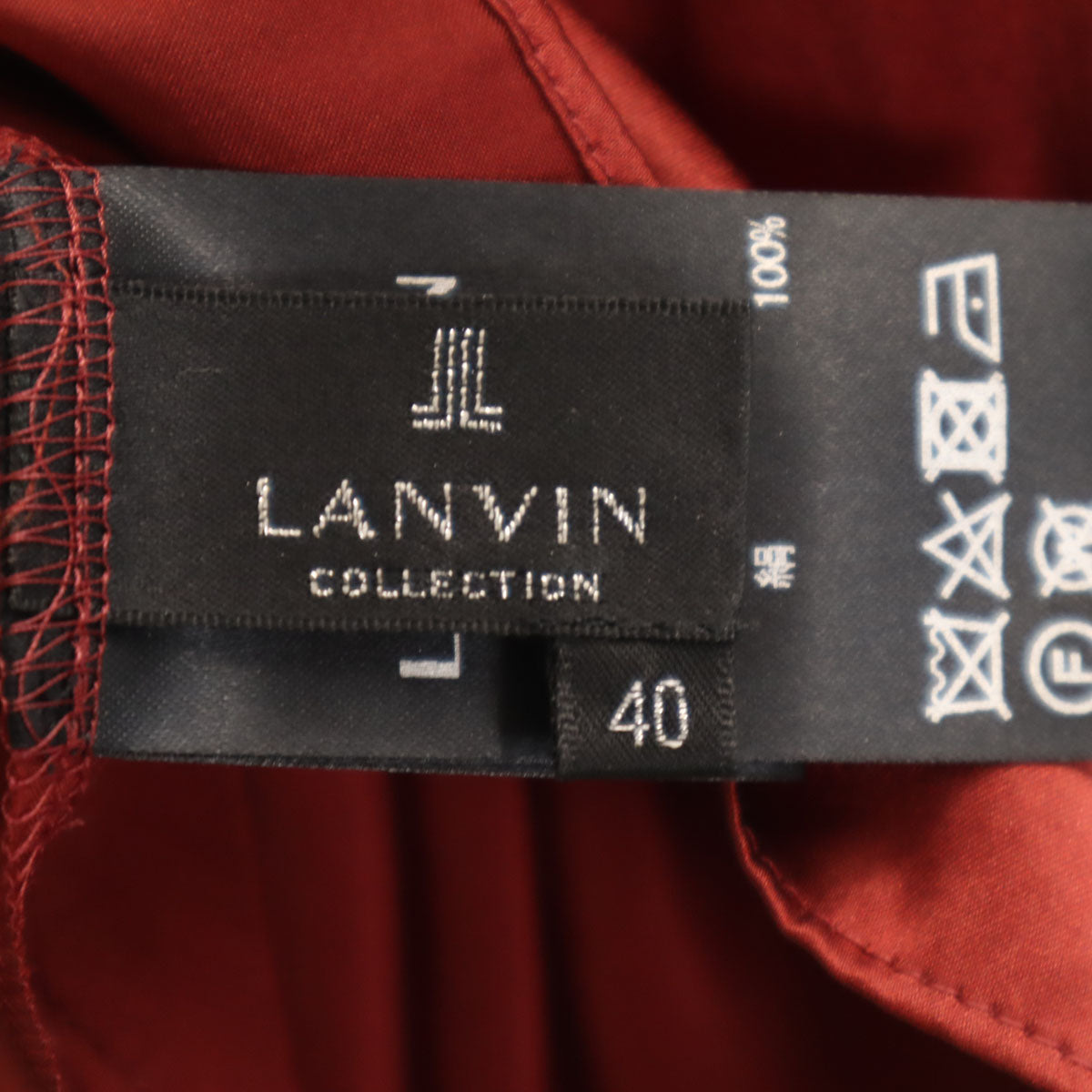 未使用 LANVIN LA COLLECTION ランバンコレクション 日本製 長袖 ブラウス 40 レッド系 プルオーバー レディース