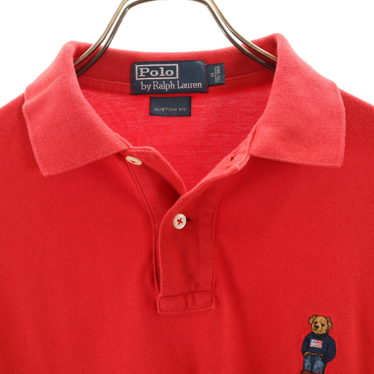 Polo by Ralph Lauren ポロバイラルフローレン ポロベア 長袖 ポロシャツ M レッド 鹿の子 メンズ