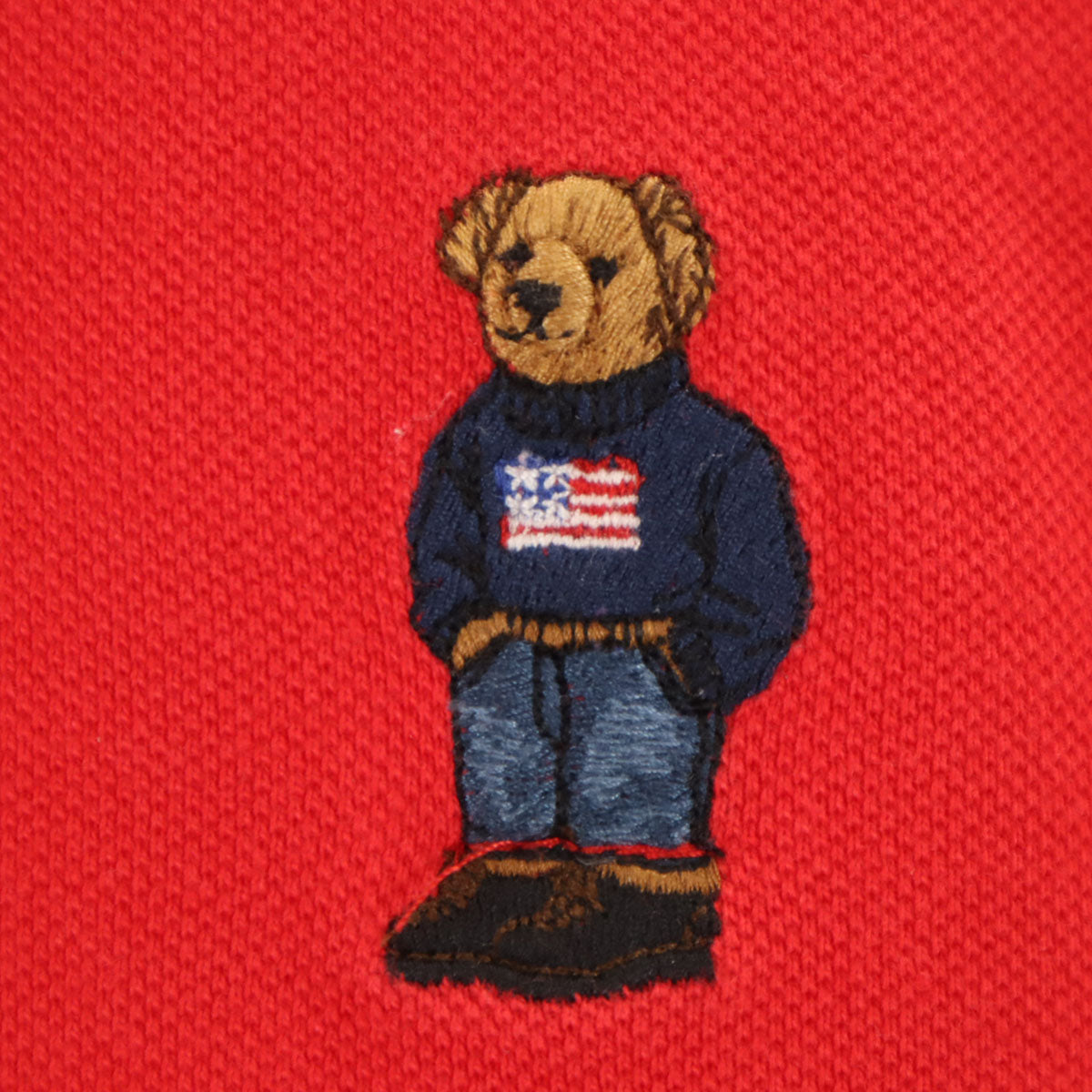 Polo by Ralph Lauren ポロバイラルフローレン ポロベア 長袖 ポロシャツ M レッド 鹿の子 メンズ