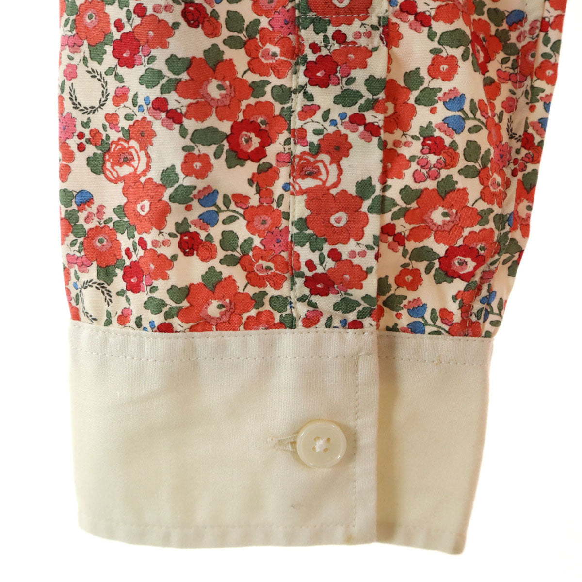 FRED PERRY フレッドペリー 花柄 長袖 シャツワンピース S ピンク系 ロールアップ レディース