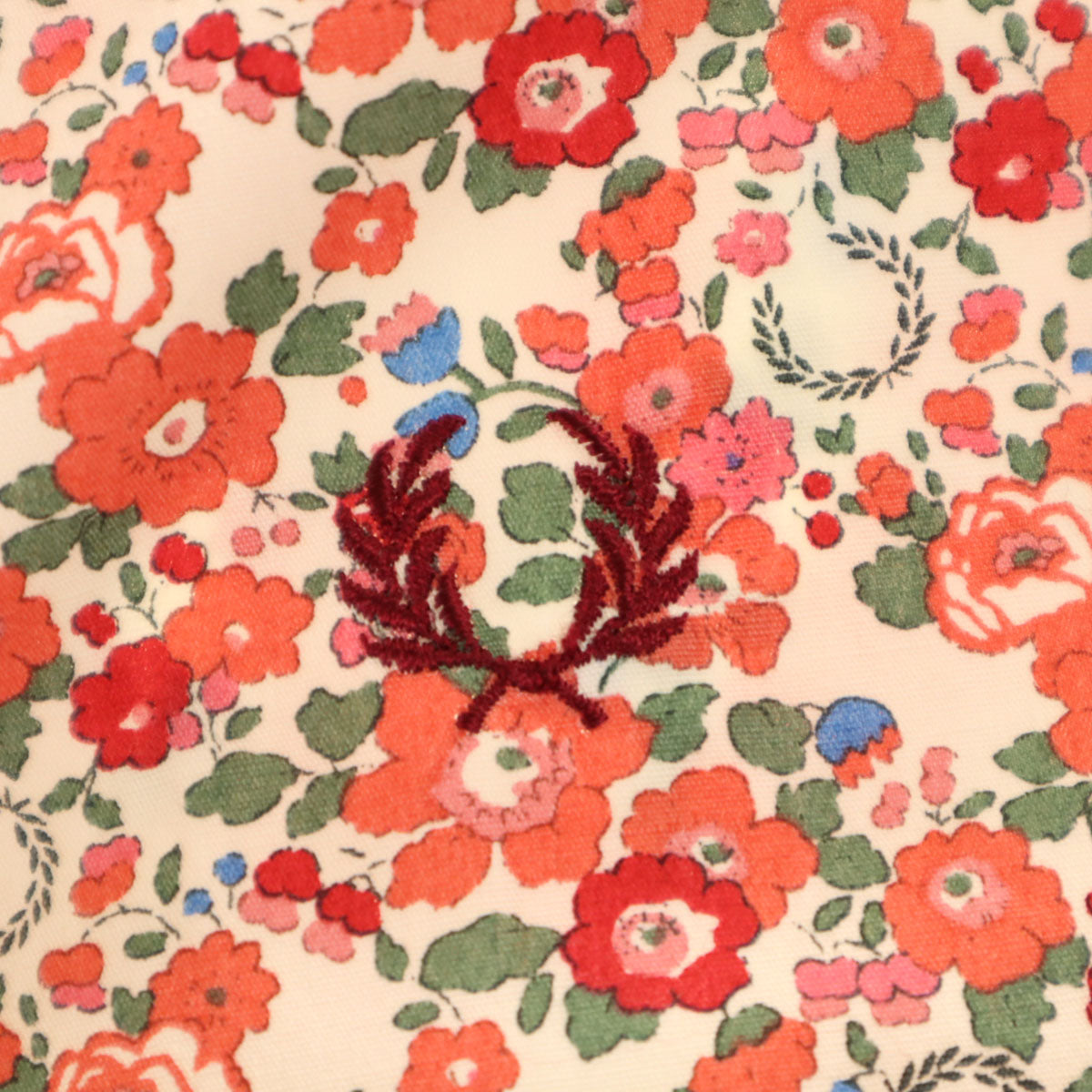 FRED PERRY フレッドペリー 花柄 長袖 シャツワンピース S ピンク系 ロールアップ レディース