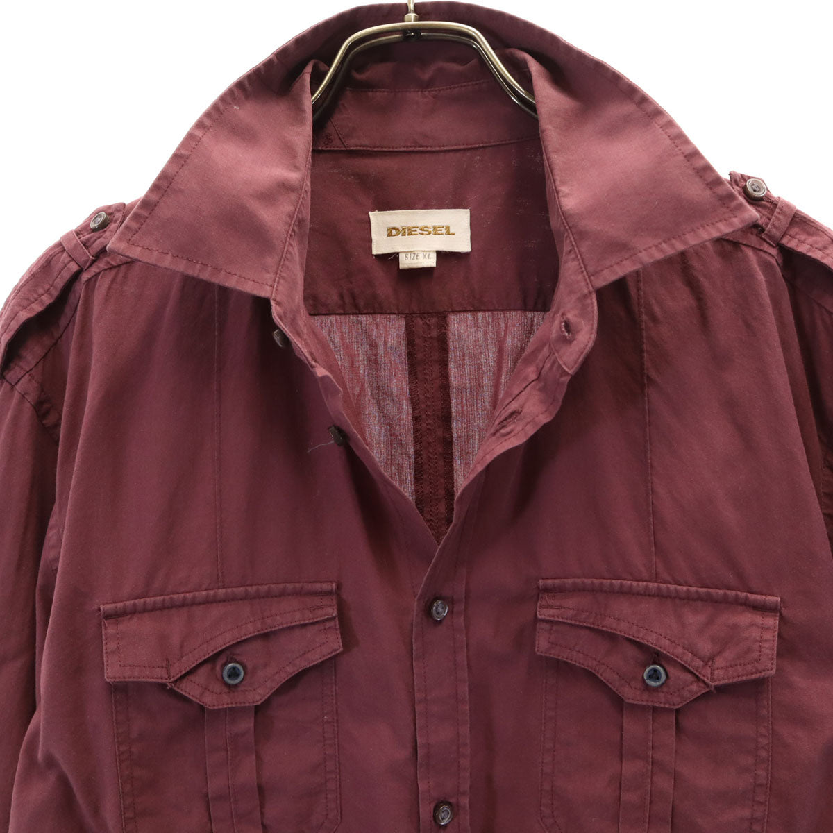 DIESEL ディーゼル 長袖 ミリタリーシャツ XL ワインレッド メンズ
