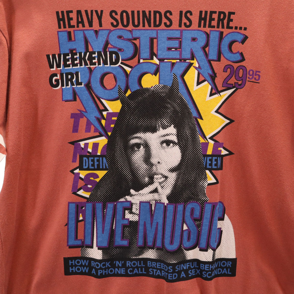 HYSTERIC GLAMOUR ヒステリックグラマー 日本製 7分袖 Tシャツ XS レンガ色 メンズ