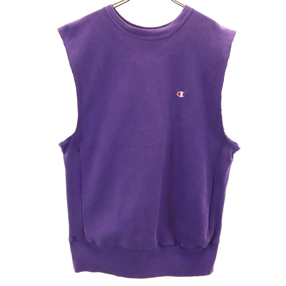 Champion チャンピオン 90s USA製 刺繍タグ オールド カットオフ ノースリーブ リバースウィーブ スウェット XL パープル メンズ
