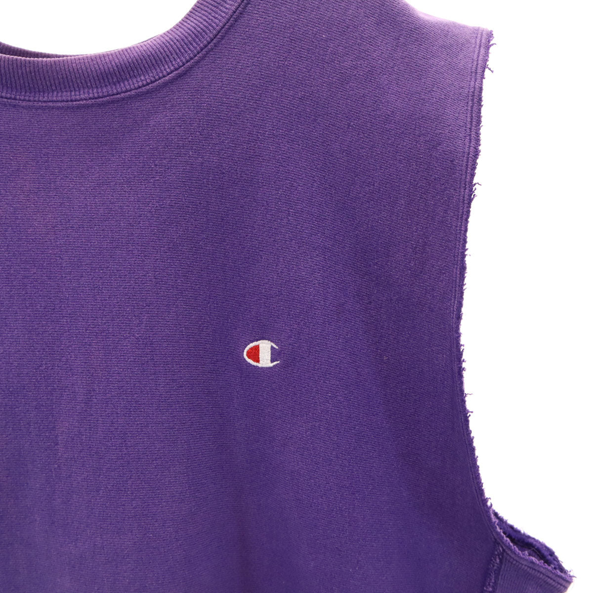 Champion チャンピオン 90s USA製 刺繍タグ オールド カットオフ ノースリーブ リバースウィーブ スウェット XL パープル メンズ