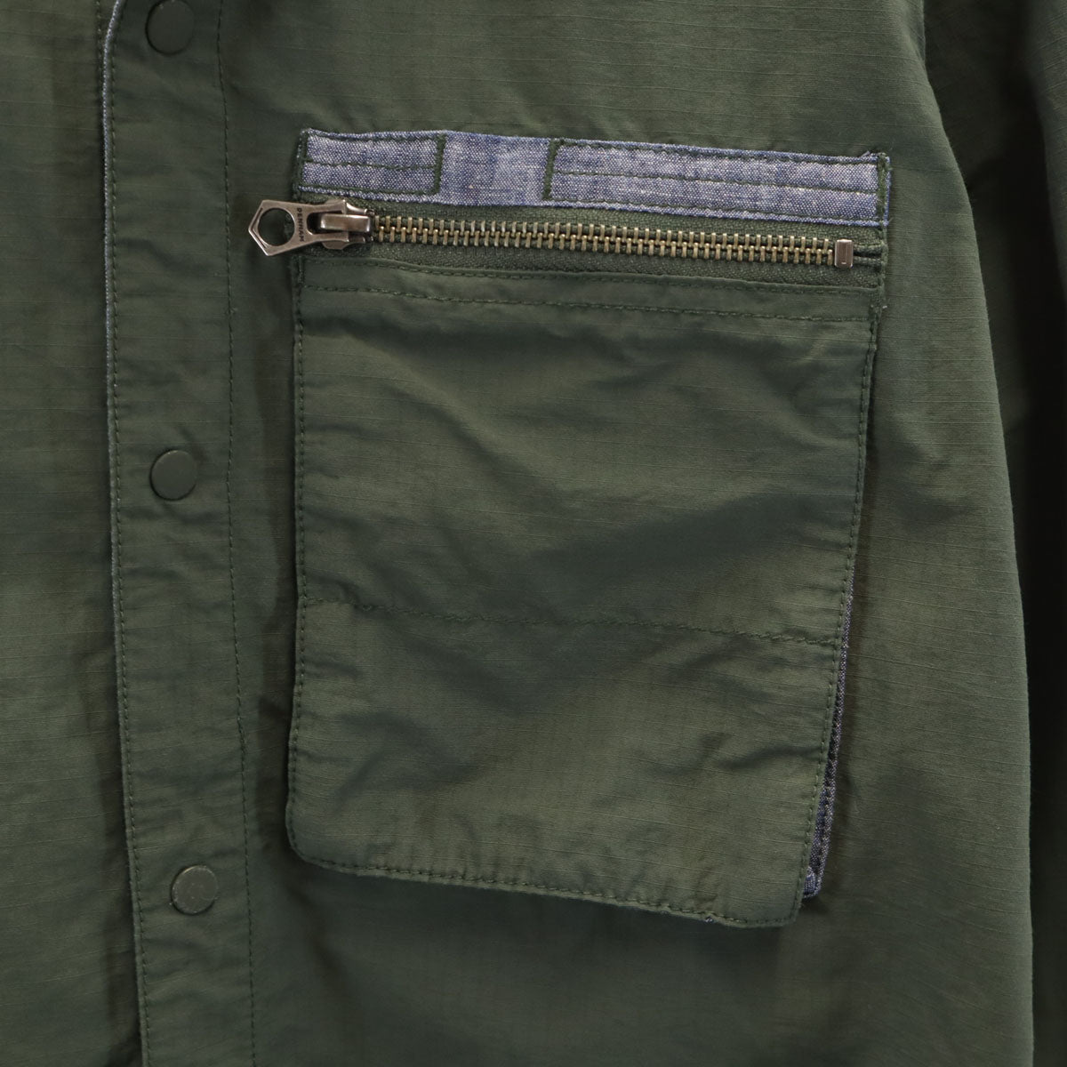DENHAM デンハム 長袖 FUTURE ノーカラーシャツ XS カーキ メンズ