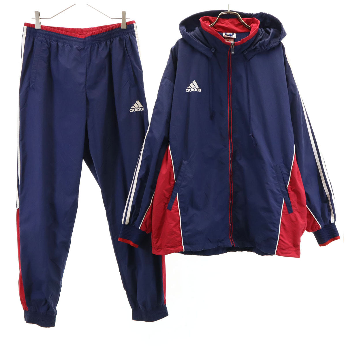 adidas アディダス 日本製 トレーニング ナイロンジャケット 上下 セットアップ O ネイビー系 メンズ