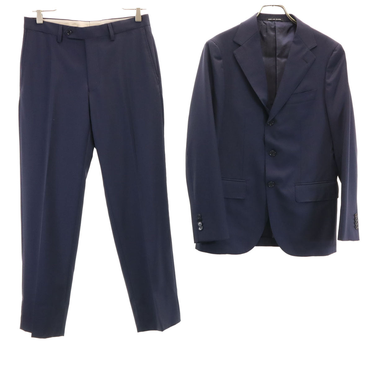 美品 green label relaxing グリーンレーベルリラクシング スーツ 上下 セットアップ 44/76 ネイビー系 メンズ