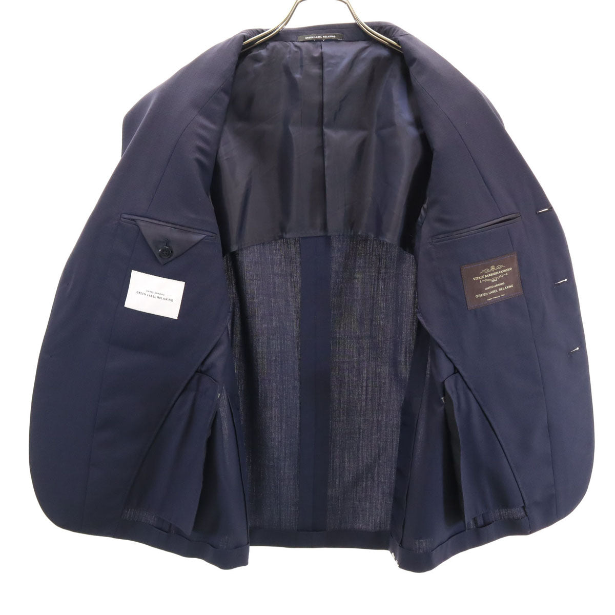美品 green label relaxing グリーンレーベルリラクシング スーツ 上下 セットアップ 44/76 ネイビー系 メンズ