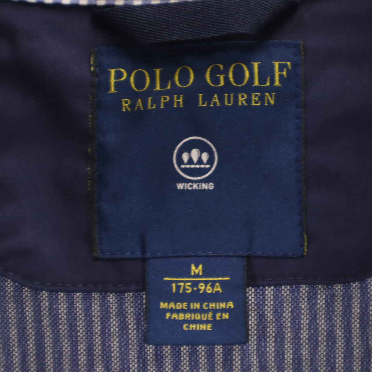 美品 POLO GOLF RALPH LAUREN ポロゴルフラルフローレン ストライプ柄 ジップジャケット M ネイビー系 シアサッカー メンズ