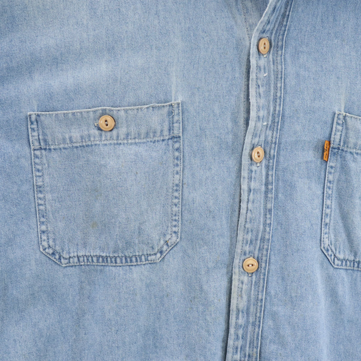 Levi's リーバイス 90s オールド 猫目ボタン オレンジタブ 長袖 コットンシャツ XL ブルー メンズ