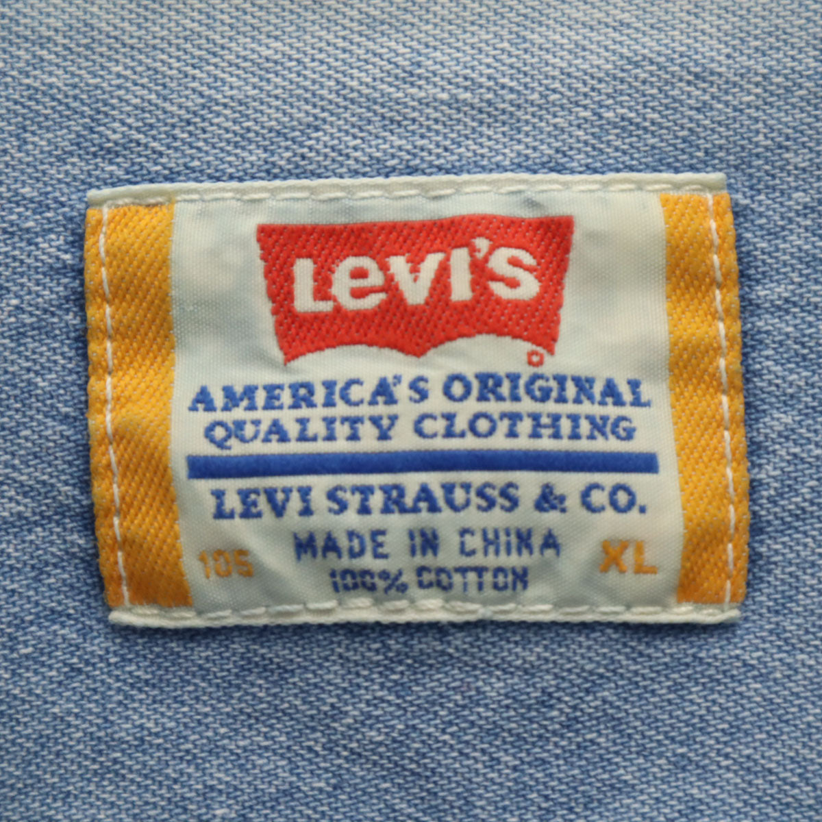 Levi's リーバイス 90s オールド 猫目ボタン オレンジタブ 長袖 コットンシャツ XL ブルー メンズ