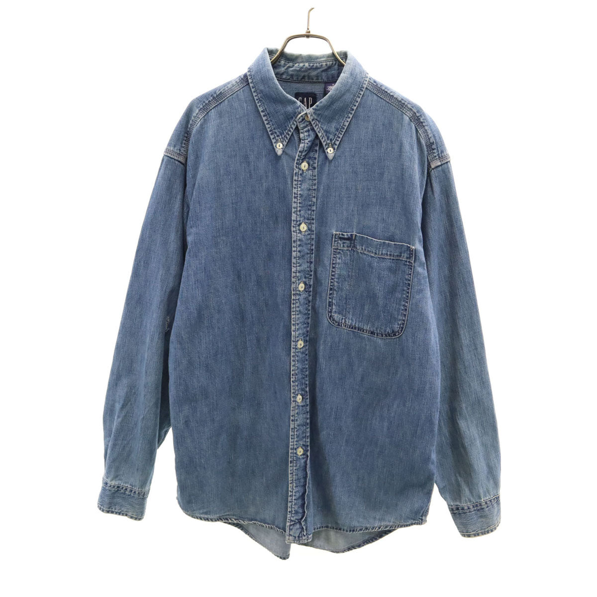GAP ギャップ 長袖 ダンガリーデニム ボタンダウンシャツ M ウォッシュブルー メンズ