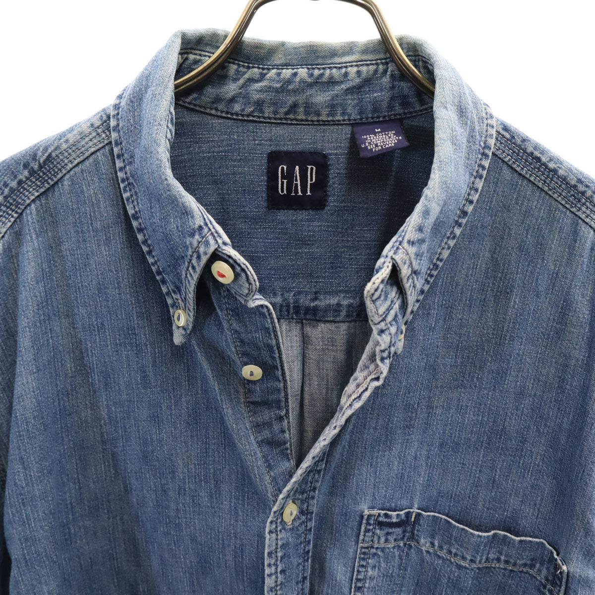 GAP ギャップ 長袖 ダンガリーデニム ボタンダウンシャツ M ウォッシュブルー メンズ