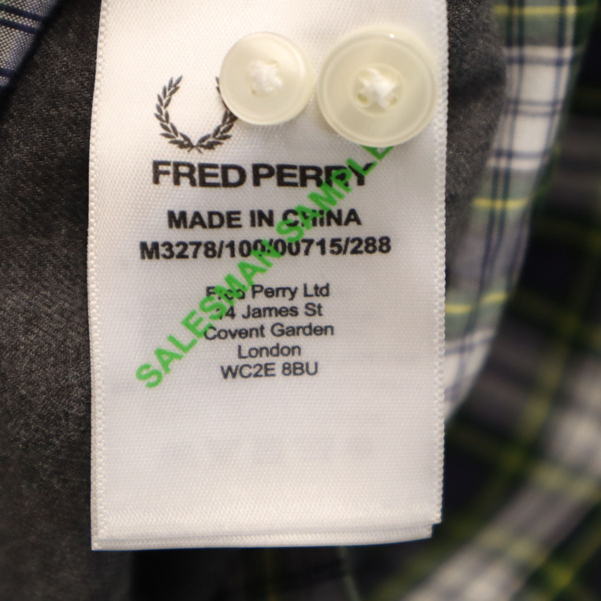 FRED PERRY フレッドペリー チェック柄切替 長袖 ボタンダウンシャツ S チャコールグレー メンズ