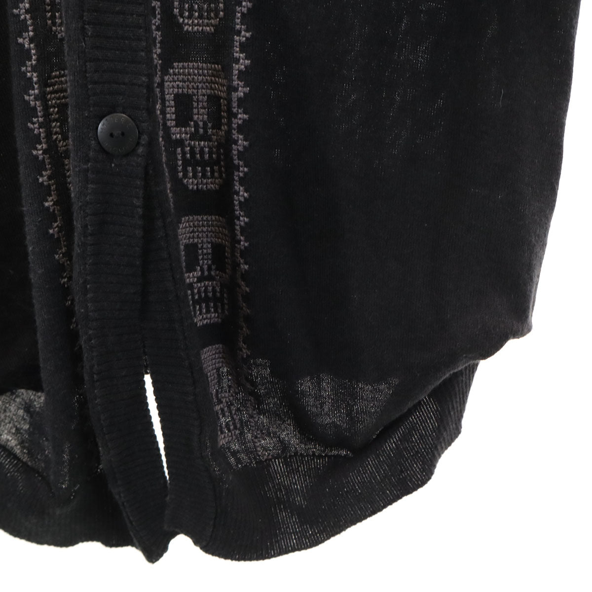 HYSTERIC GLAMOUR ヒステリックグラマー スカル柄 長袖 Vネック ニットカーディガン FREE ブラック レディース