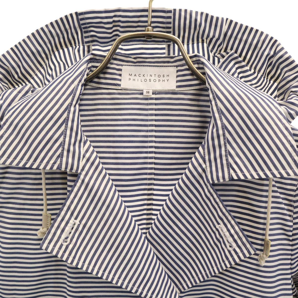 MACKINTOSH PHILOSOPHY マッキントッシュフィロソフィー ボーダー柄 ピーコート 38 ホワイト Pコート スプリング レディース