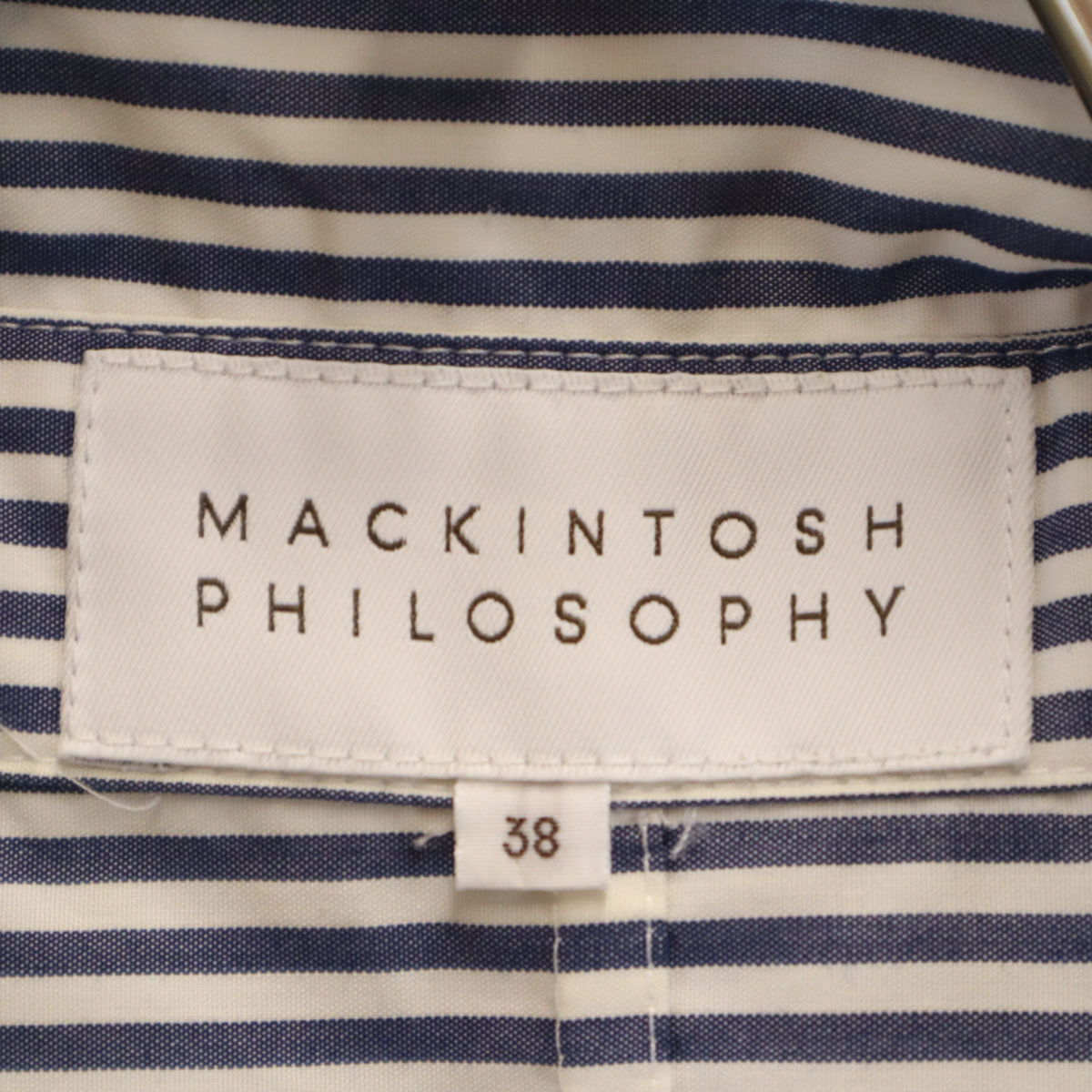 MACKINTOSH PHILOSOPHY マッキントッシュフィロソフィー ボーダー柄 ピーコート 38 ホワイト Pコート スプリング レディース