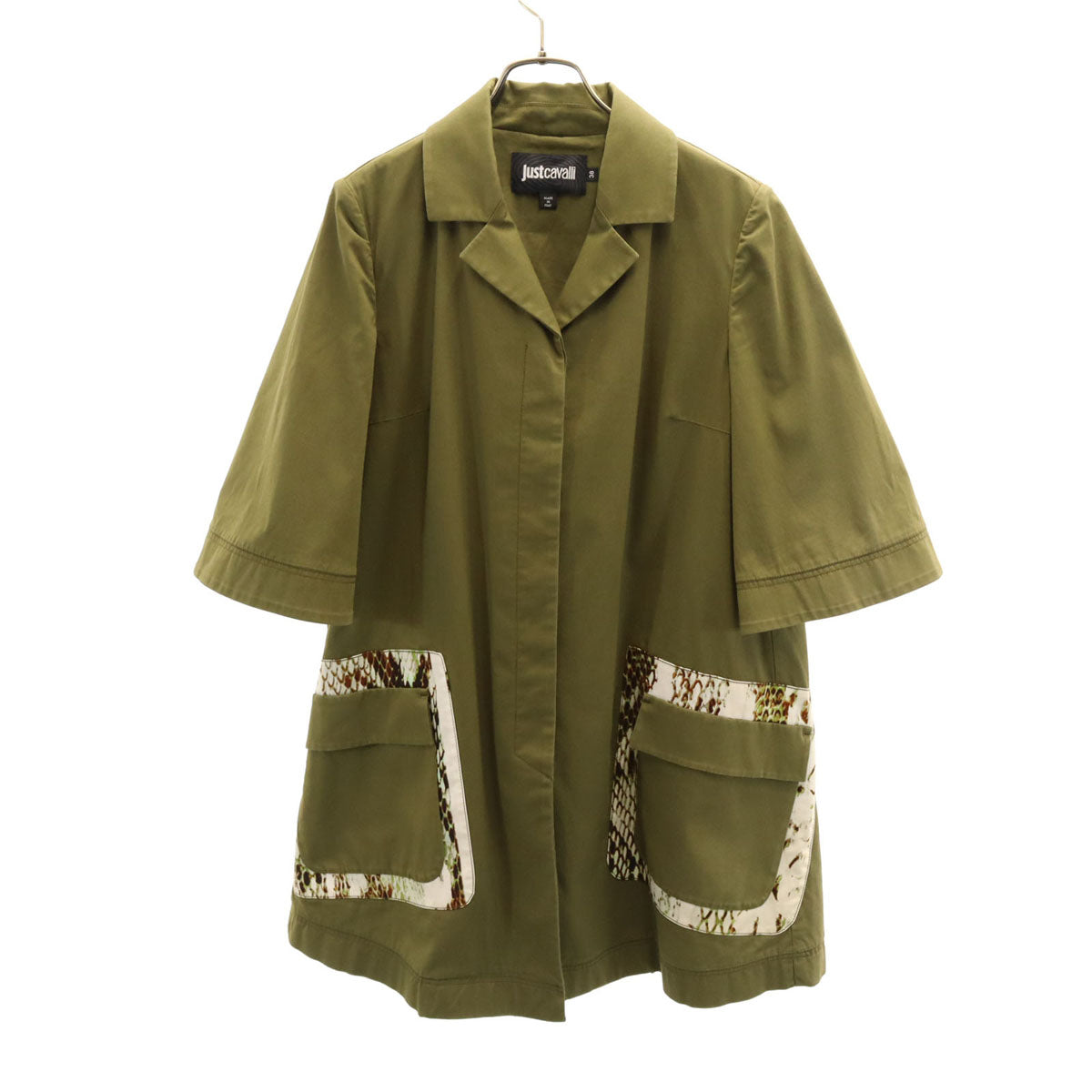 Just Cavalli ジャストカヴァリ イタリア製 コート 38 カーキ レディース