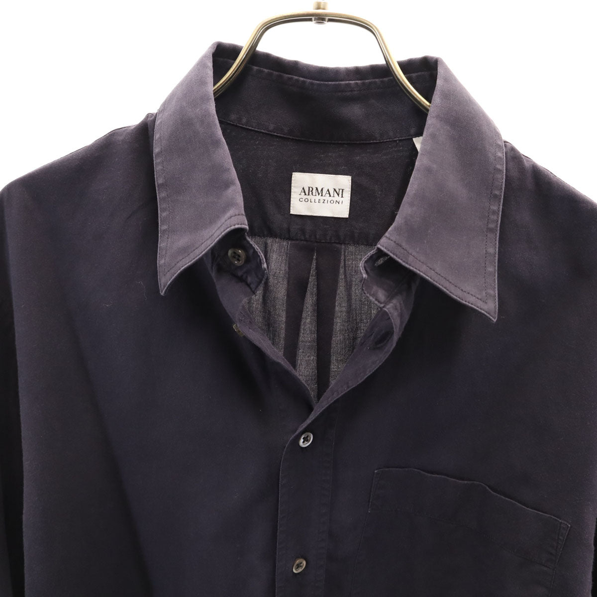 ARMANI COLLEZIONI アルマーニコレッツォーニ 長袖 コットンシャツ 38 ネイビー メンズ