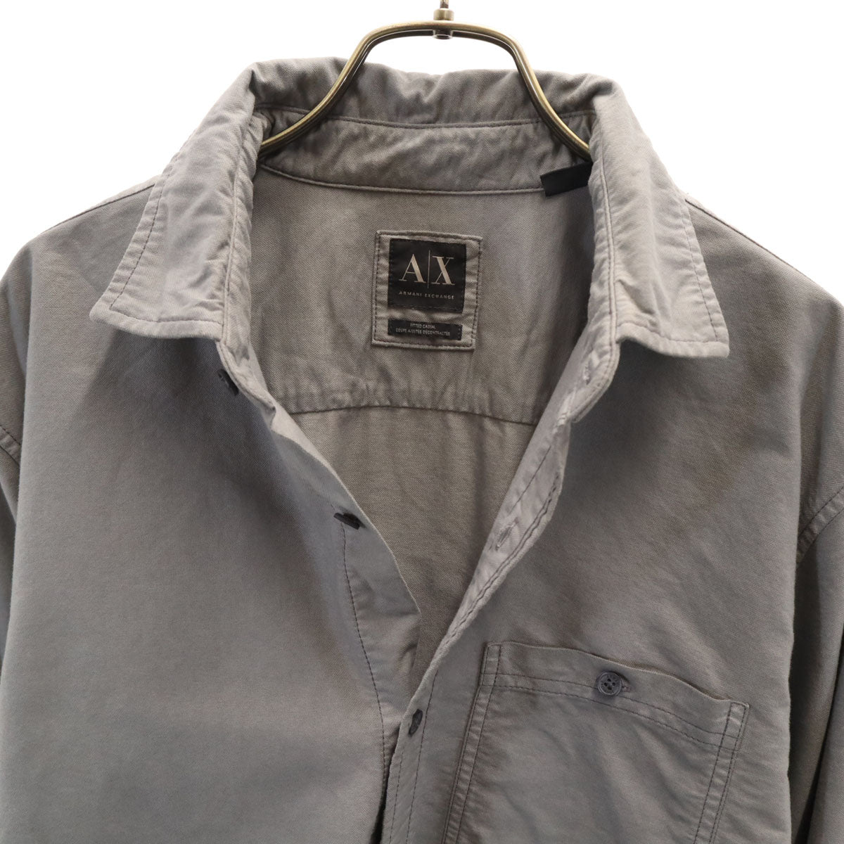 ARMANI EXCHANGE アルマーニエクスチェンジ 長袖 コットンシャツ L グレー メンズ
