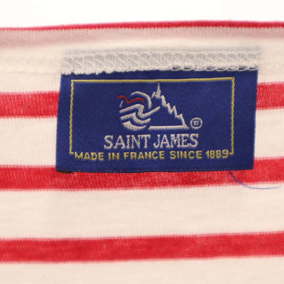 SAINT JAMES セントジェームス フランス製 ボーダー柄 長袖 ボートネック バスクシャツ SM ホワイト レディース