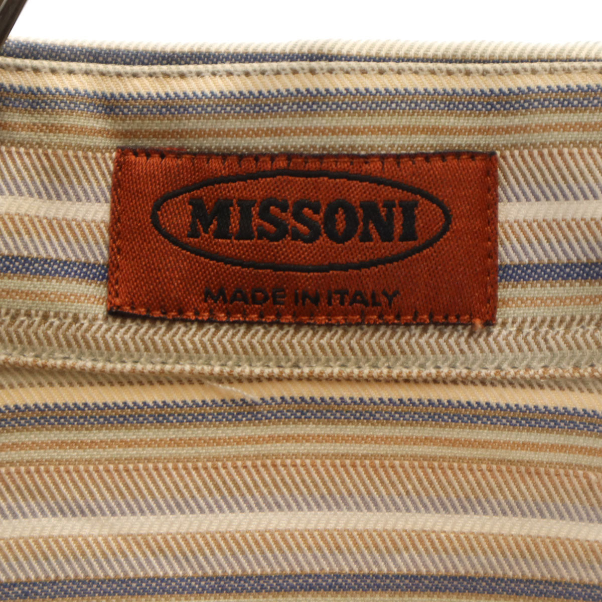 Missoni ミッソーニ イタリア製 ストライプ柄 長袖 ボタンダウンシャツ 52 ベージュ メンズ