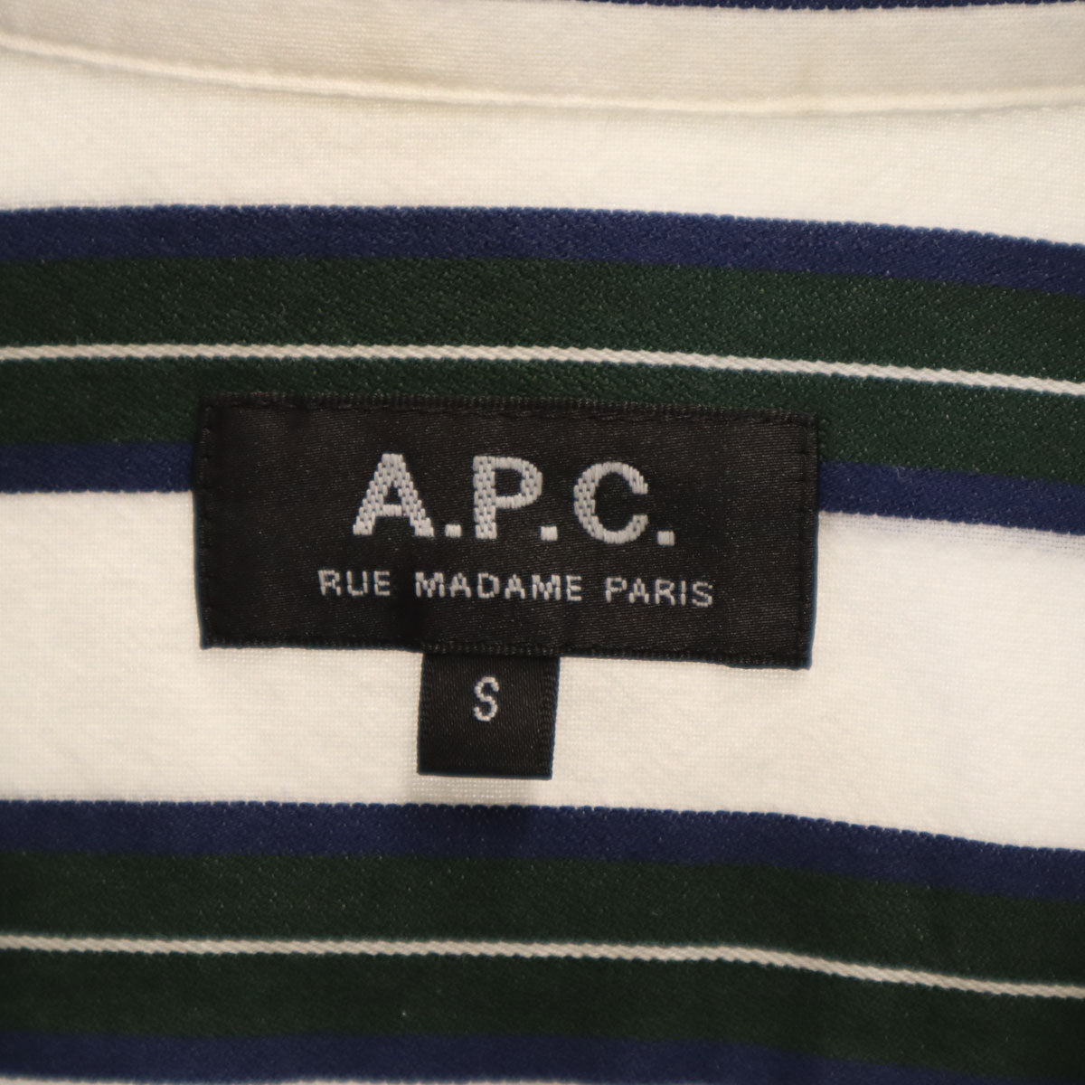 A.P.C. アーペーセー ストライプ柄 長袖 コットンシャツ S ホワイト メンズ