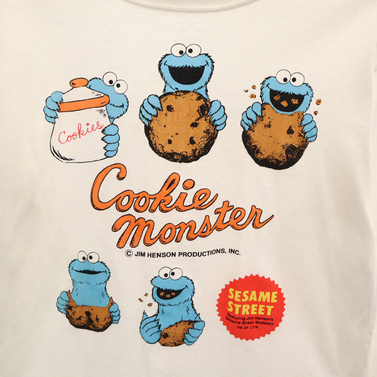 SESAME STREET セサミストリート クッキーモンスター 長袖 Tシャツ S ホワイト ロンT レディース