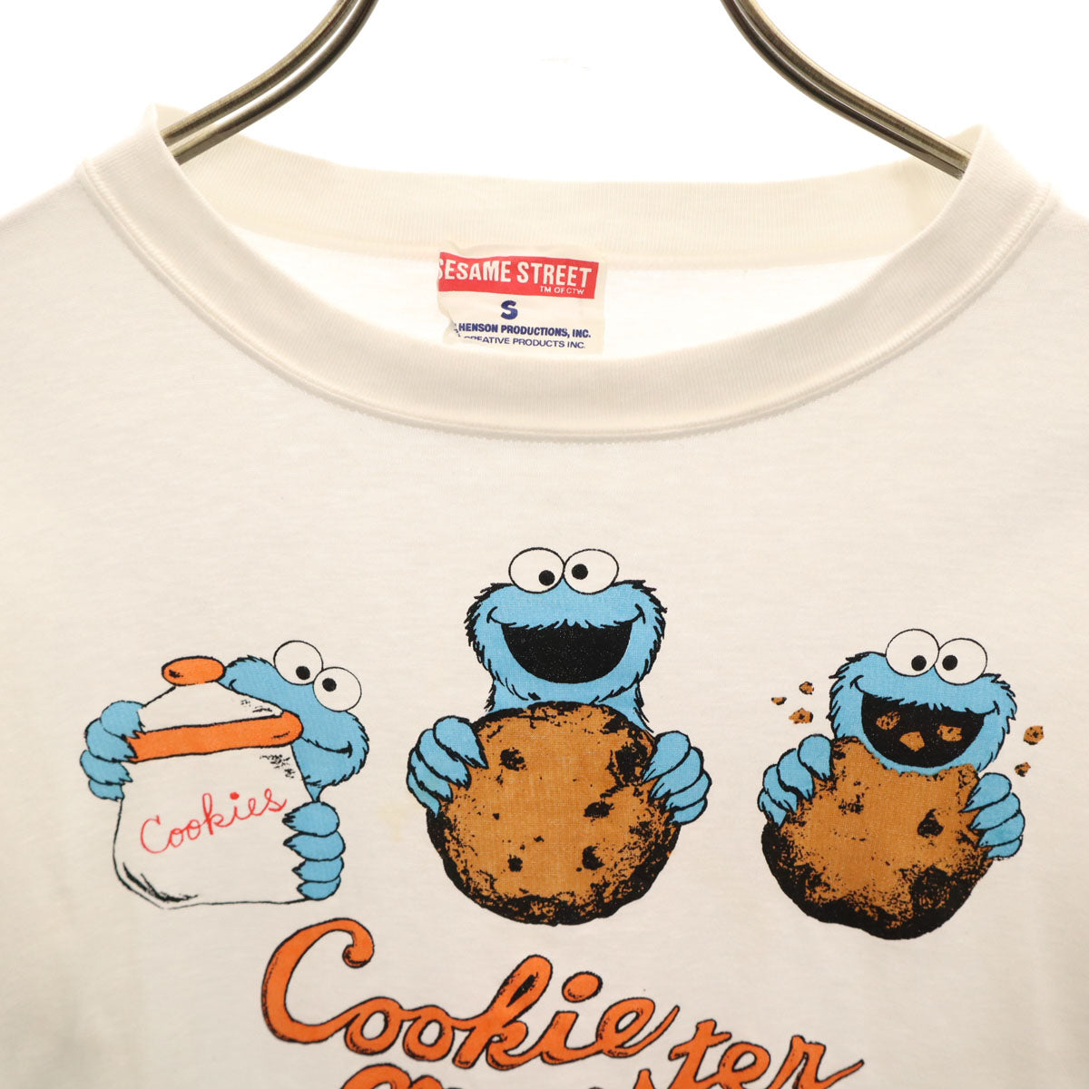 SESAME STREET セサミストリート クッキーモンスター 長袖 Tシャツ S ホワイト ロンT レディース