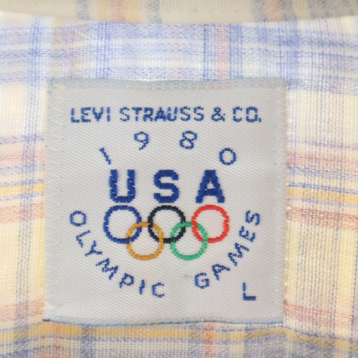 Levi's リーバイス 80s 1980年オリンピック記念モデル ヴィンテージ チェック柄 長袖 シャツ L ベージュ メンズ