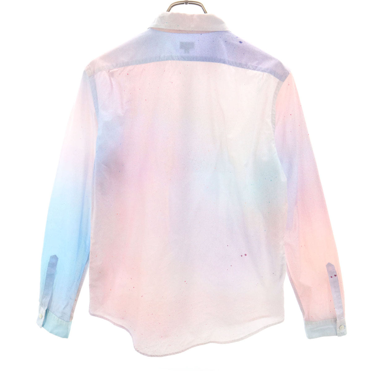 PS Paul Smith ピーエスポールスミス 日本製 グラデーション ペイント 長袖 コットンシャツ L ピンク系 メンズ
