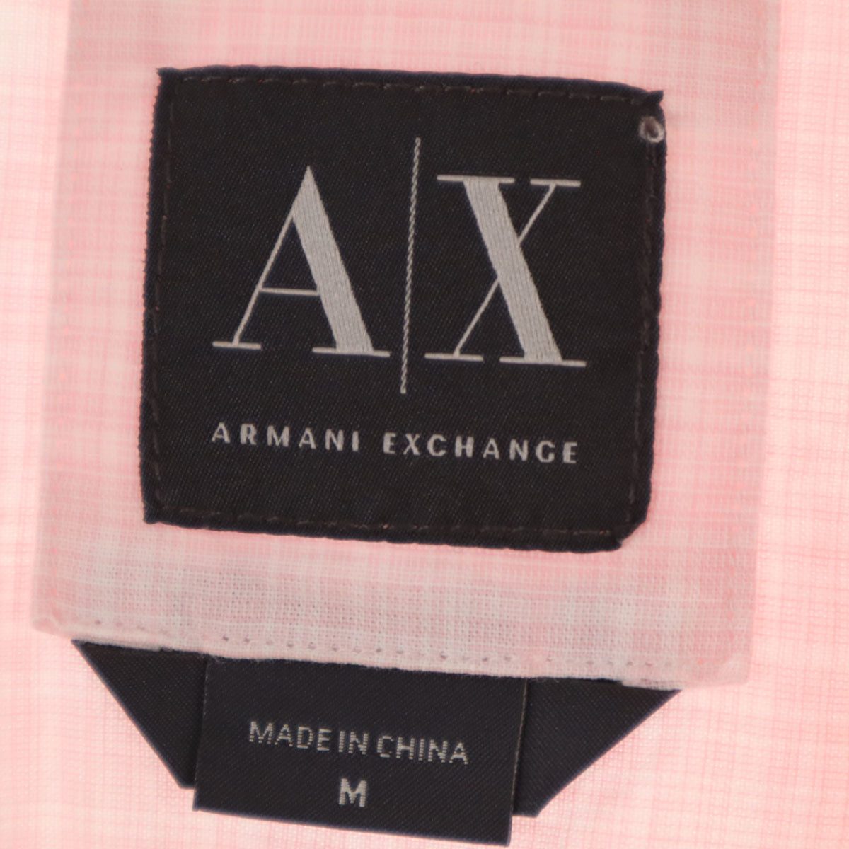ARMANI EXCHANGE アルマーニエクスチェンジ 総柄 長袖 隠し ボタンダウンシャツ M ピンク メンズ