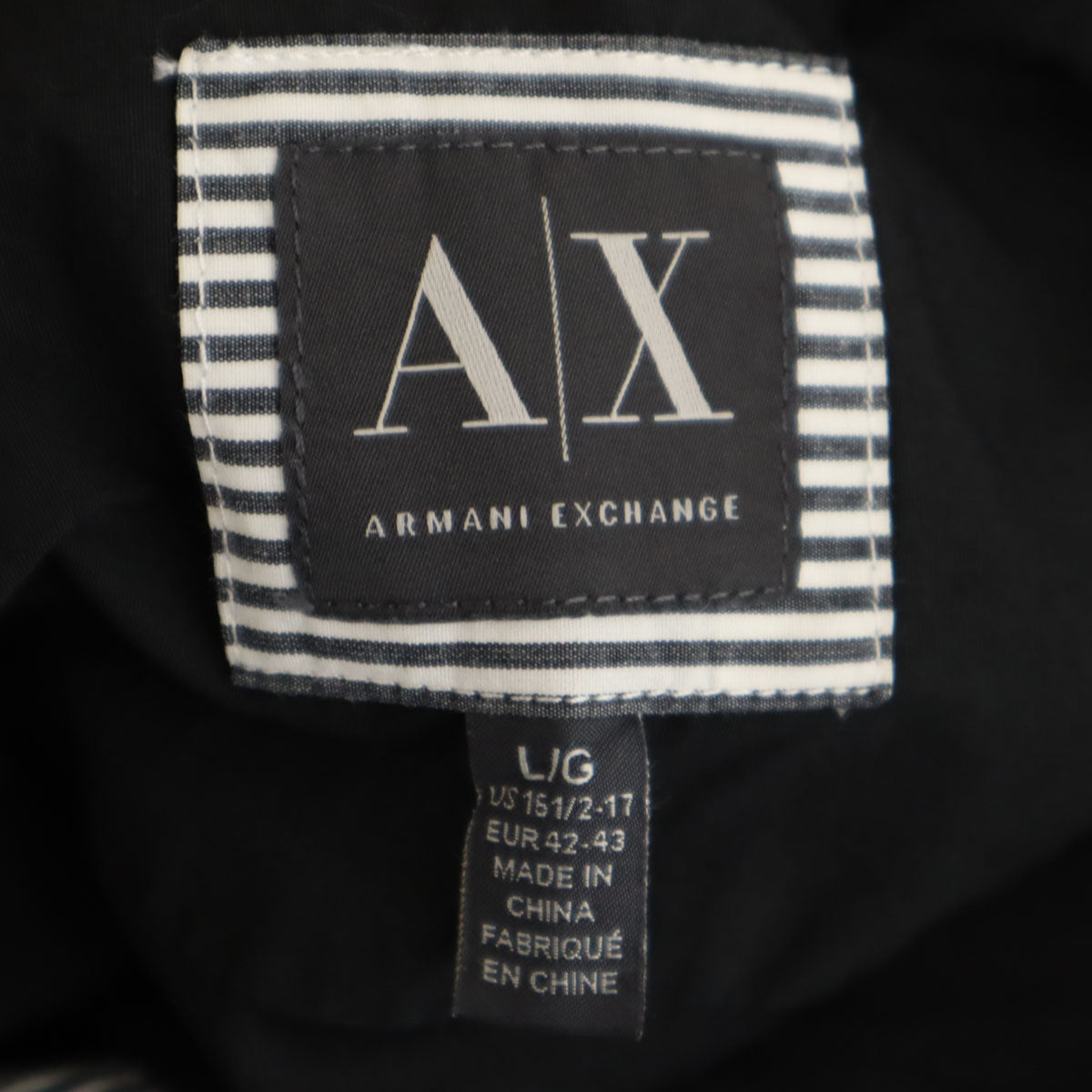 ARMANI EXCHANGE アルマーニエクスチェンジ 長袖 シャツ L ブラック メンズ