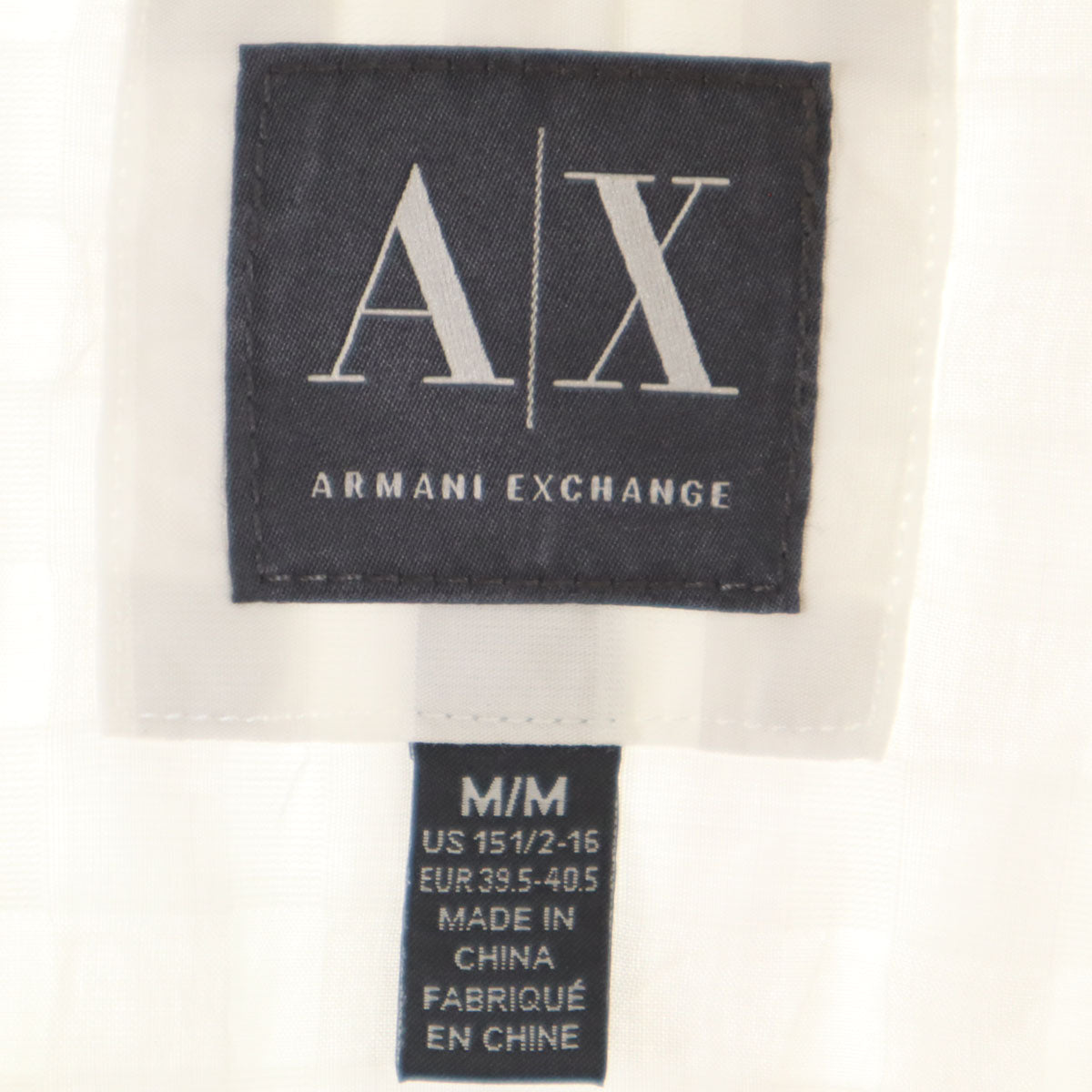 ARMANI EXCHANGE アルマーニエクスチェンジ チェック柄 長袖 シアサッカー シャツ M ホワイト メンズ