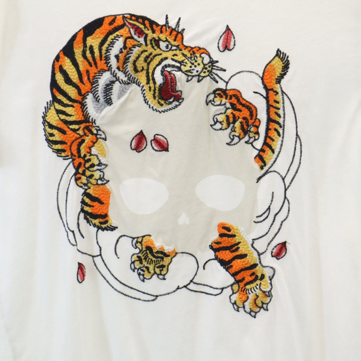 HYDROGEN ハイドロゲン タイガー刺繍 半袖 Tシャツ L ホワイト メンズ
