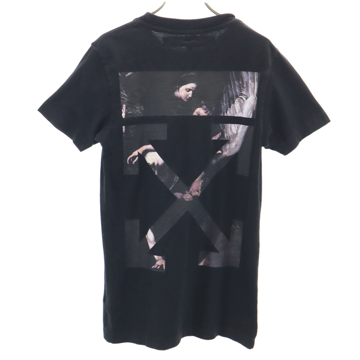 OFF-WHITE オフホワイト ポルトガル製 バックプリント 半袖 Tシャツ XXS ブラック MAIN LABEL メンズ