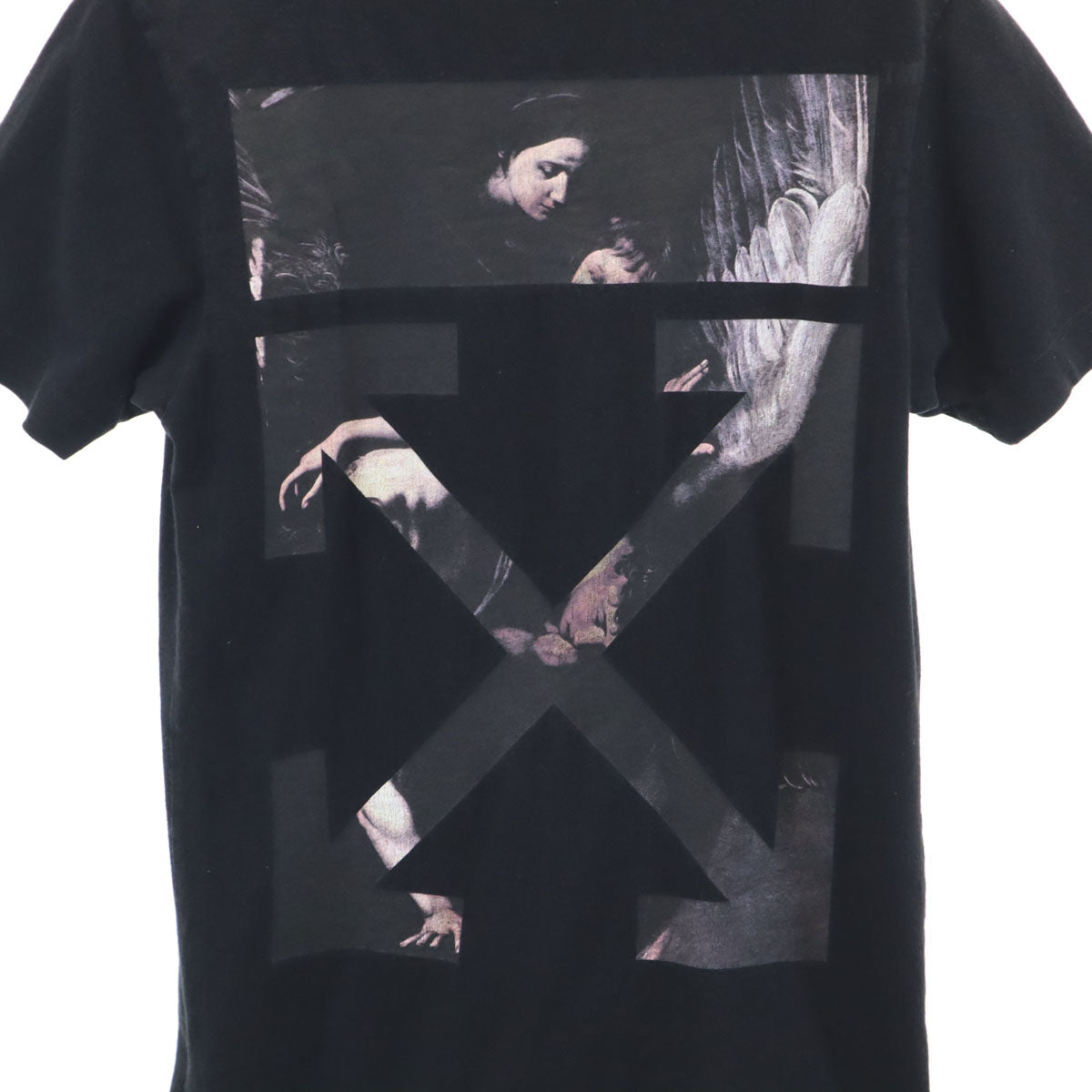 OFF-WHITE オフホワイト ポルトガル製 バックプリント 半袖 Tシャツ XXS ブラック MAIN LABEL メンズ