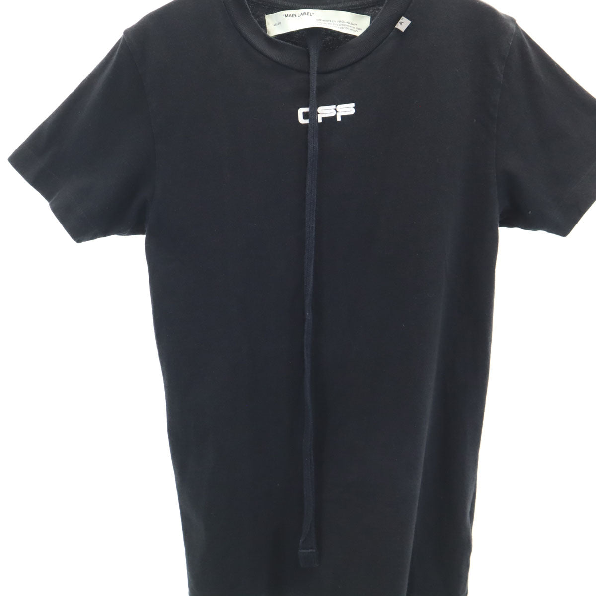 OFF-WHITE オフホワイト ポルトガル製 バックプリント 半袖 Tシャツ XXS ブラック MAIN LABEL メンズ