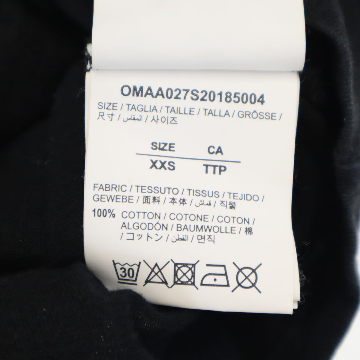 OFF-WHITE オフホワイト ポルトガル製 バックプリント 半袖 Tシャツ XXS ブラック MAIN LABEL メンズ