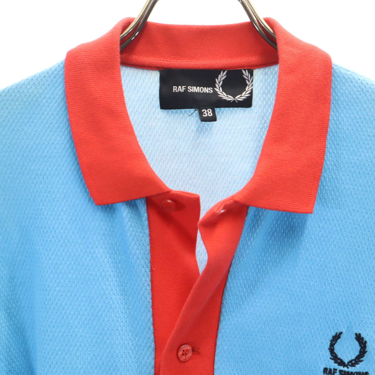 FRED PERRY フレッドペリー RAF SIMONS ラフシモンズ コラボ ポルトガル製 半袖 シャツ 38 水色 メンズ