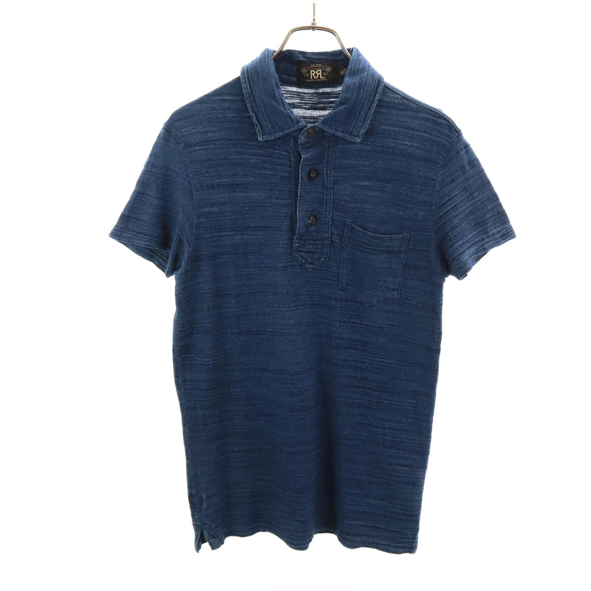 ダブルアールエル RRL 半袖 インディゴ染め ポロシャツ XS ネイビー Ralph Lauren ラルフローレン メンズ