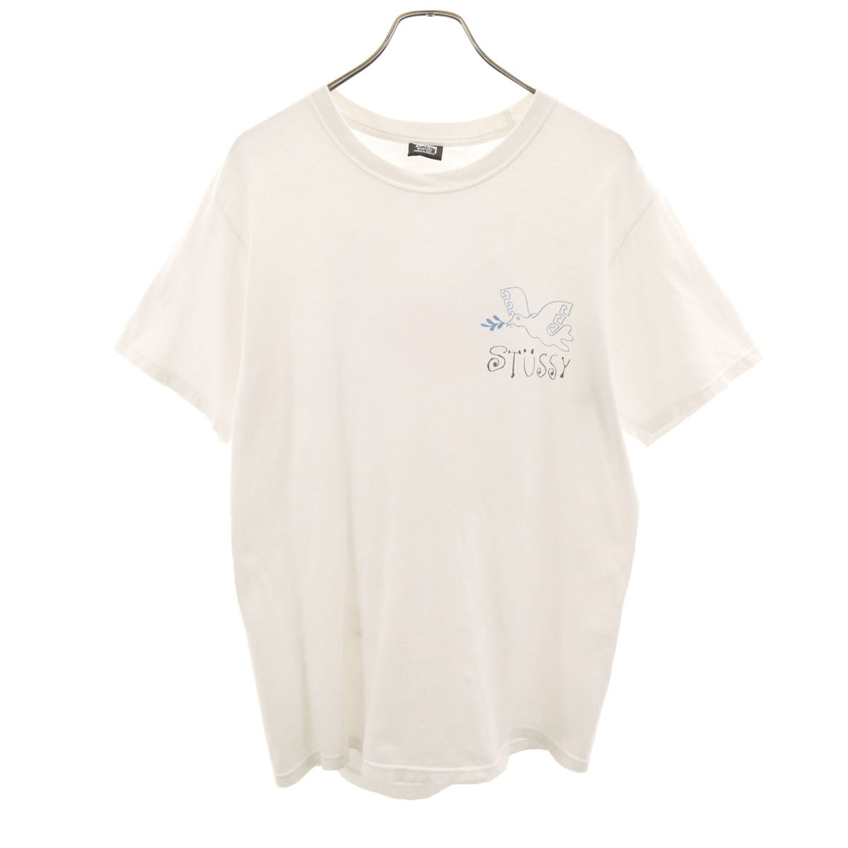 STUSSY ステューシー バックプリント フラワー 半袖 Tシャツ M ホワイト メンズ