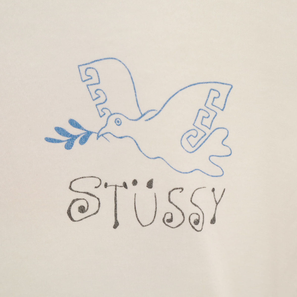 STUSSY ステューシー バックプリント フラワー 半袖 Tシャツ M ホワイト メンズ