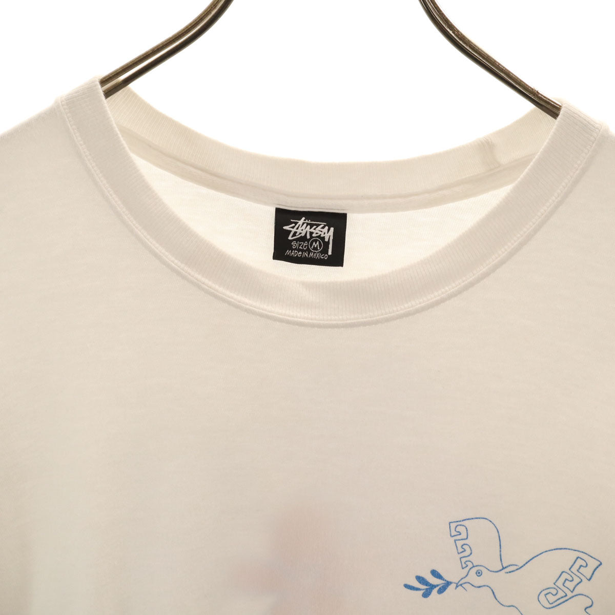 STUSSY ステューシー バックプリント フラワー 半袖 Tシャツ M ホワイト メンズ