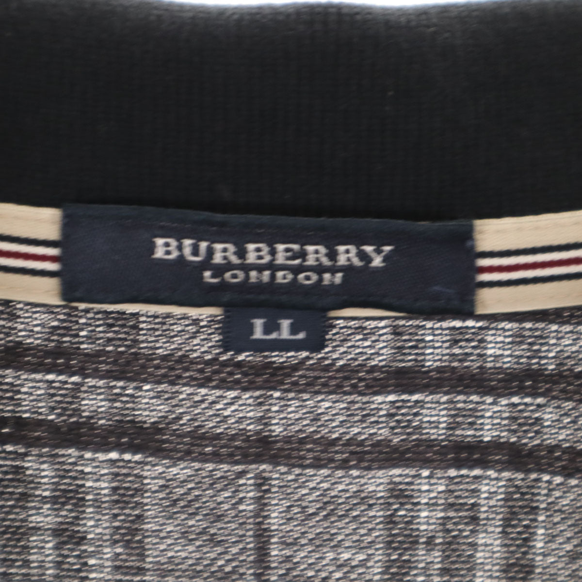 BURBERRY LONDON バーバリーロンドン 日本製 チェック柄 半袖 ポロシャツ LL チャコールグレー 三陽商会 メンズ