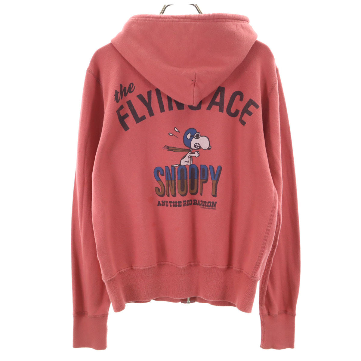 Two Moon トゥームーン Vintage SNOOPY 長袖 ジップパーカー 40/38 レッド系 スウェット 裏起毛 レディース