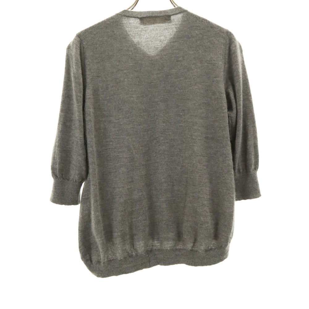 マルニ イタリア製 カシミヤブレンド 5分袖 Vネック セーター 38 グレー MARNI ニット レディース